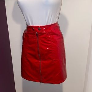 Red pleather skirt